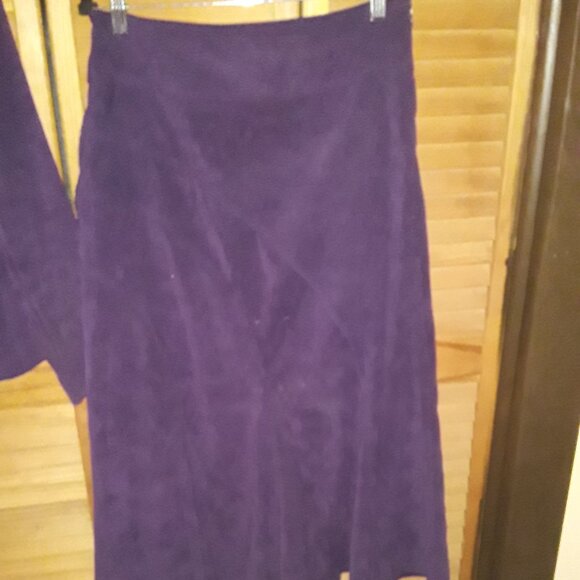 CATO SZ 8 Purple Suede Jacket & Midi Skirt Suit Set Business Career Soft! - Picture 4 of 7